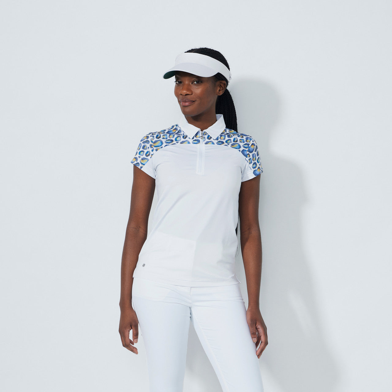 DS White Print Insert Cap Sleeve Polo Shirt | Daily Sports USA