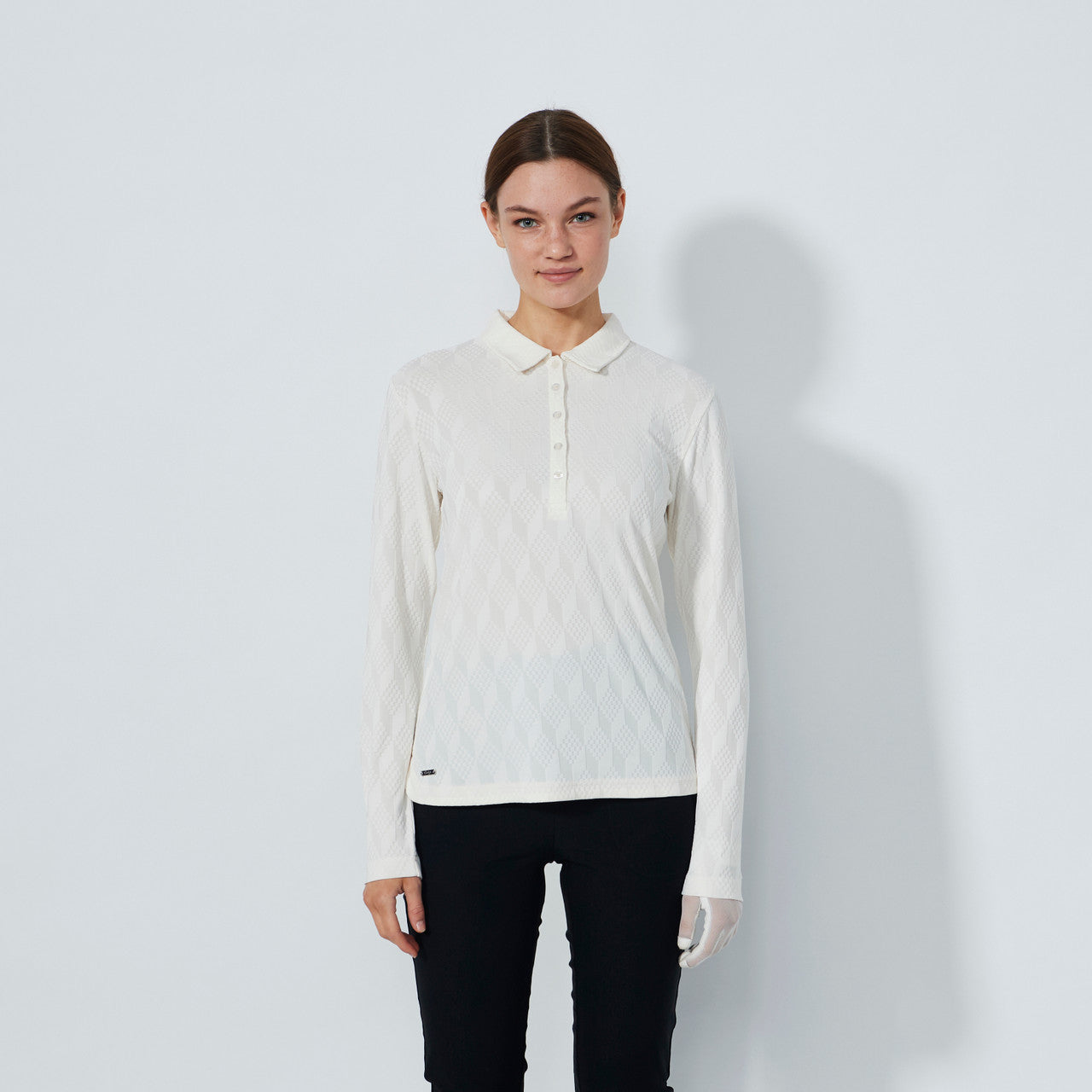 DS Ivory Graphic Jacquard Long Sleeve Polo Shirt – Daily Sports USA