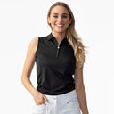 Macy Black Sleeveless Polo Shirt