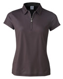 Dark gray polo shirt with a quarter zip on a white background