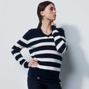 DS Navy White Striped Knit Sweater