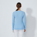 DS Madelene Blue Heron Cable Knit V-Neck Sweater