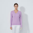 DS Madelene Veronica Cable Knit V-Neck Sweater