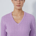 DS Madelene Veronica Cable Knit V-Neck Sweater