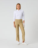 Daily Sports Women's Bark Tan Magic Straight Ankle Golf Pants with Wide Waistband – Front View

