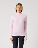 Daily Sports Women's Light Pink Ancona Ribbed Stretch Roll Neck Golf Top – Front View

