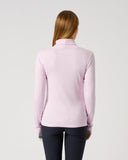 Daily Sports Women's Light Pink Ancona Ribbed Stretch Roll Neck Golf Top – Back View


