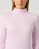 Daily Sports Light Pink Golf Roll Neck Top – Soft Ribbed Viscose Fabric and Fitted Turtleneck Collar Detail

