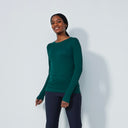 DS Ancona Nori Green Long Sleeve Round Neck Top