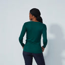 DS Ancona Nori Green Long Sleeve Round Neck Top