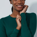 DS Ancona Nori Green Long Sleeve Round Neck Top