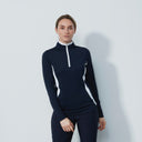 DS Vichy Dark Navy Long Sleeve Polo