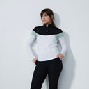 DS Regina White Color Block Long Sleeve Polo