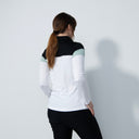 DS Regina White Color Block Long Sleeve Polo