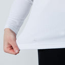 DS Regina White Color Block Long Sleeve Polo