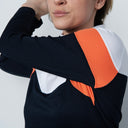 DS Regina Dark Navy Color Block Long Sleeve Polo