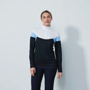 DS Regina Black Color Block Long Sleeve Polo