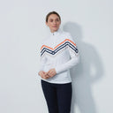 DS Halifax White Print Stripe Long Sleeve Polo
