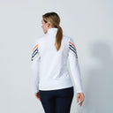 DS Halifax White Print Stripe Long Sleeve Polo
