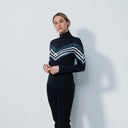 DS Halifax Black Print Stripe Long Sleeve Polo