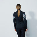 DS Halifax Black Print Stripe Long Sleeve Polo