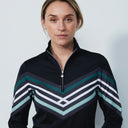 DS Halifax Black Print Stripe Long Sleeve Polo