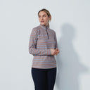 DS Delta Navy and Orange Print Long Sleeve Polo