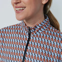 DS Delta Navy and Orange Print Long Sleeve Polo