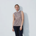 DS Delta Navy and Orange Print Sleeveless Top
