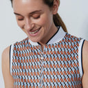 DS Delta Navy and Orange Print Sleeveless Top