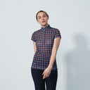 DS Airdrie Umbria Red Printed Mesh Cap Sleeve Polo Shirt