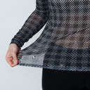 DS Barrie Printed Check Mesh Roll Neck Long Sleeve Top