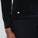 DS Trinity Black Velvet Stripe Long Sleeve Top