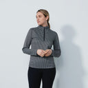 DS Mackay Black and White Print Long Sleeve Polo