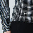 DS Mackay Black and White Print Long Sleeve Polo