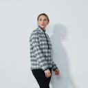 DS Nowra Gray and White Plaid Fleece Long Sleeve Top