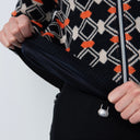 DS Creek Dark Navy Graphic Print Lined Cardigan