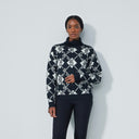 DS Acari Black and White Graphic Roll Neck Sweater