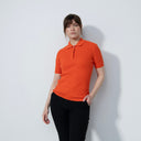 DS Orange Cable Knit Short Sleeve Polo Shirt