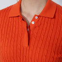 DS Orange Cable Knit Short Sleeve Polo Shirt