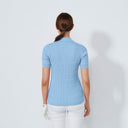 DS Madelene Blue Heron Cable Knit Short Sleeve Polo Shirt
