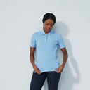 DS Belle Blue Cable Knit Short Sleeve Polo Shirt