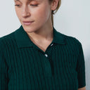 DS Nori Green Cable Knit Short Sleeve Polo Shirt