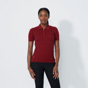 DS Madelene Winery Cable Knit Short Sleeve Polo Shirt