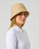 Daily Sports Women's Bark Tan Quilted Nylon Wind-Repellent Golf Bucket Hat – Side View

