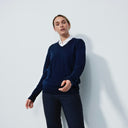 DS Boston Marine Blue V-Neck Sweater