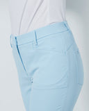 Light blue pants on a mannequin against a plain background
