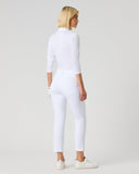 Person wearing a white outfit on a plain background