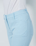 Light blue pants on a mannequin against a plain background