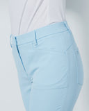 Light blue pants on a mannequin against a plain background